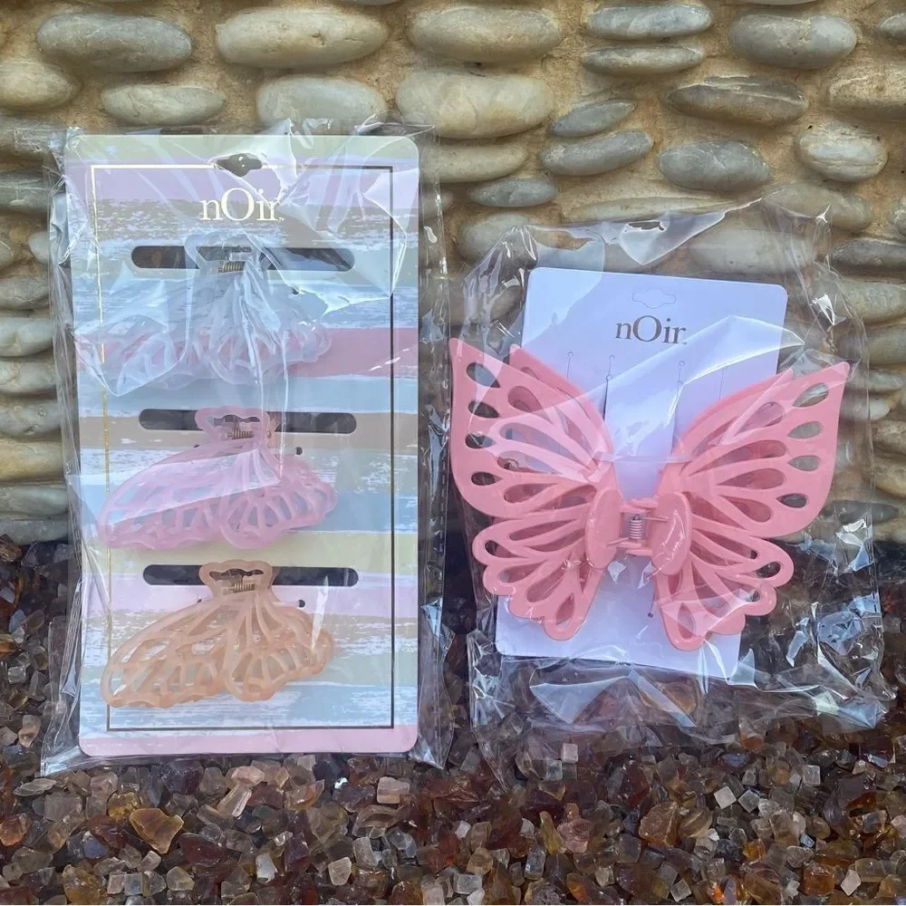 Noir Pastel Butterfly Hair Claw Clips.  Total of 4 Clips. NWT